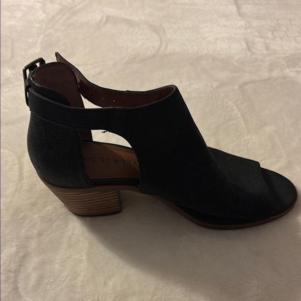Lucky Brand Black Heeled Boots with Cut-Out Design